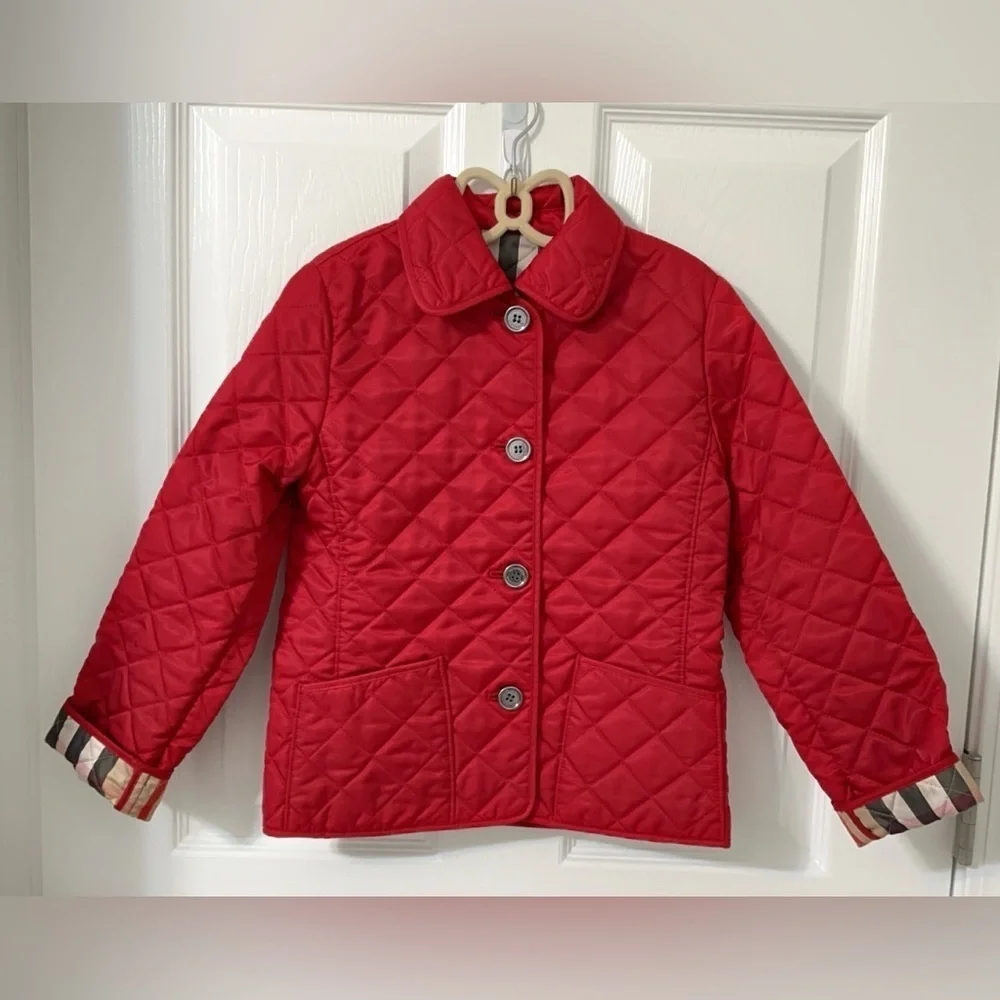 Burberry Kids Red Quilted Puffer Jacket